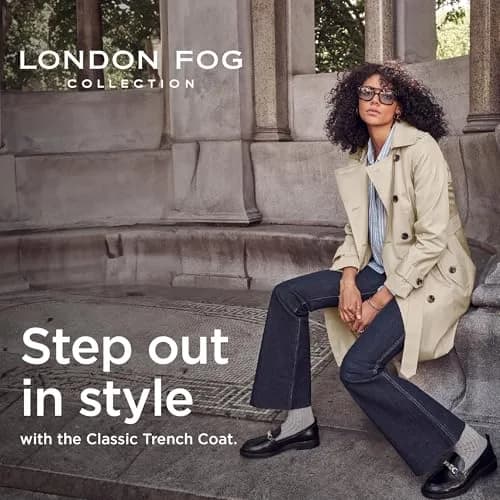 London Fog Women's 3/4 Length Double-Breasted Trench Coat with Belt, Stone, Small | Windproof & Water-Resistant thumbnail 3