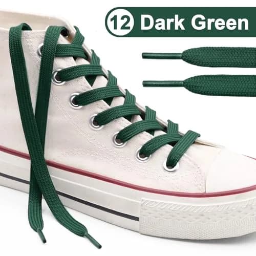 YFINE Flat Shoe Laces for Sneaker 9mm Wide 55" Dark Green Athletic Shoelace | Durable & Stylish thumbnail 2