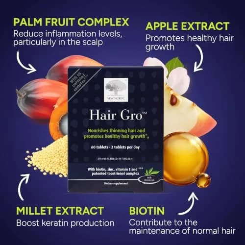 NEW NORDIC Hair GRO Tablets | Biotin & Tocotrienol Complex for Hair Growth | 60 Count thumbnail 6