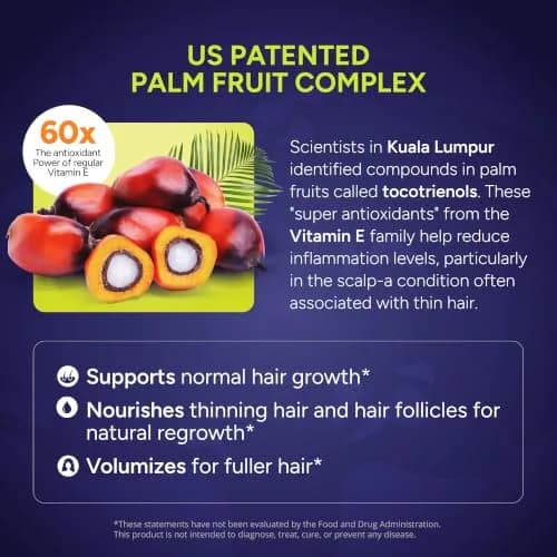 NEW NORDIC Hair GRO Tablets | Biotin & Tocotrienol Complex for Hair Growth | 60 Count thumbnail 7
