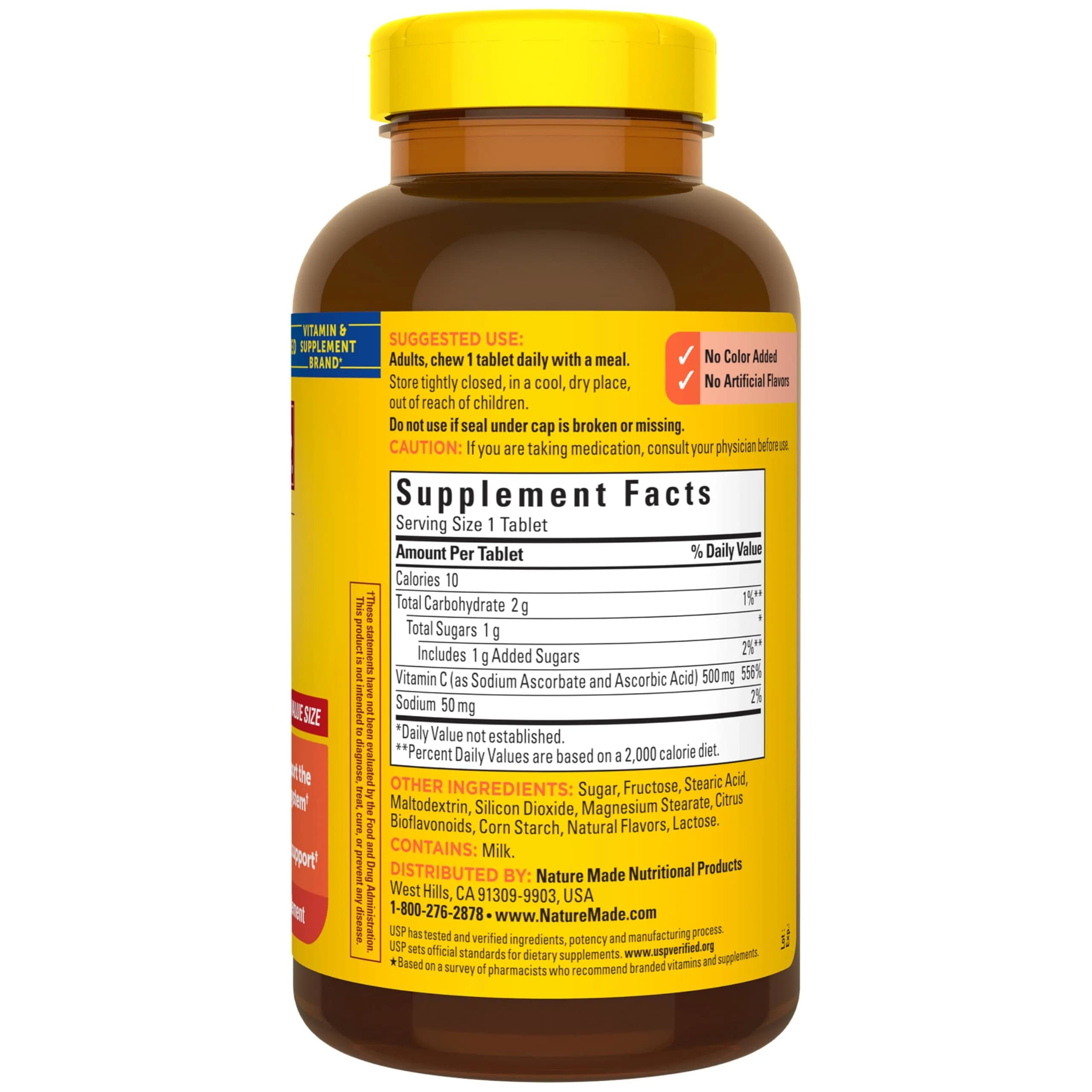 Nature Made Chewable Vitamin C 500 mg Tablets Orange Flavor 150 Count | USP Verified Immune Support - view 9