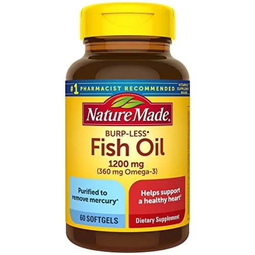 Nature Made Burp-Less Fish Oil 1200 mg | Omega 3 Supplement for Heart & Brain (70-120 chars) thumbnail 1
