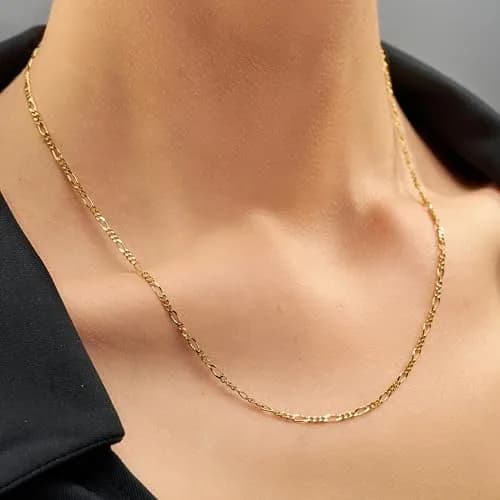 LIFETIME JEWELRY 1.5mm Figaro Chain Necklace 24 inches | Gold Plated Unisex Jewelry thumbnail 2