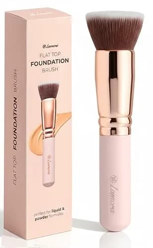 Lamora Flat Top Kabuki Foundation Brush - Rose/Gold | Vegan & Cruelty-Free for Flawless Makeup Application — Rose (Foundation)