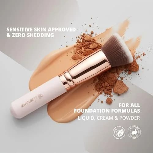 Lamora Flat Top Kabuki Foundation Brush - Rose/Gold | Vegan & Cruelty-Free for Flawless Makeup Application thumbnail 4