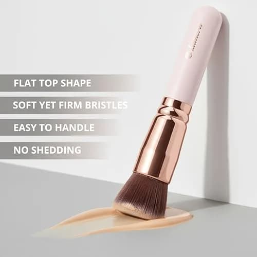 Lamora Flat Top Kabuki Foundation Brush - Rose/Gold | Vegan & Cruelty-Free for Flawless Makeup Application thumbnail 5
