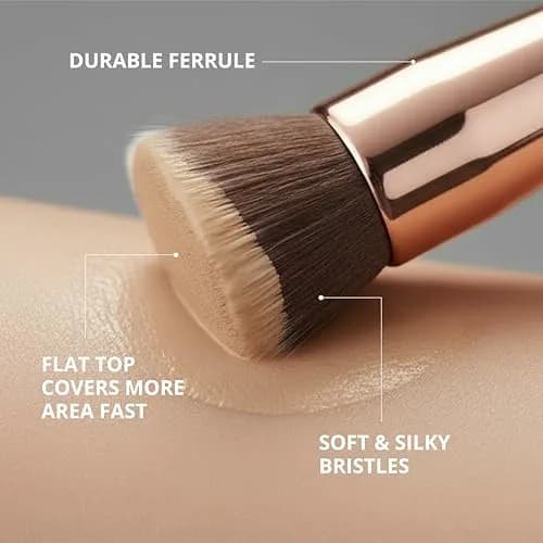 Lamora Flat Top Kabuki Foundation Brush - Rose/Gold | Vegan & Cruelty-Free for Flawless Makeup Application thumbnail 6