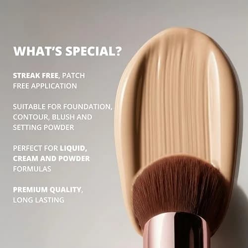 Lamora Flat Top Kabuki Foundation Brush - Rose/Gold | Vegan & Cruelty-Free for Flawless Makeup Application thumbnail 7
