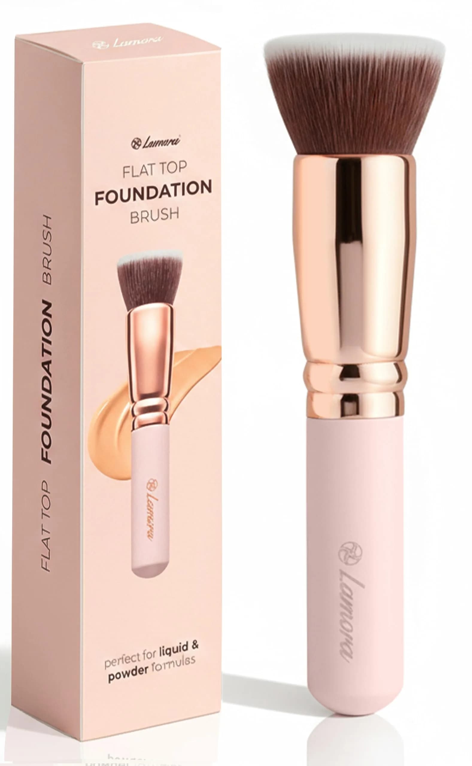Lamora Flat Top Kabuki Foundation Brush - Rose/Gold | Vegan & Cruelty-Free for Flawless Makeup Application