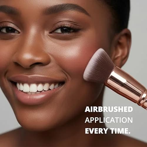 Lamora Flat Top Kabuki Foundation Brush - Rose/Gold | Vegan & Cruelty-Free for Flawless Makeup Application thumbnail 9