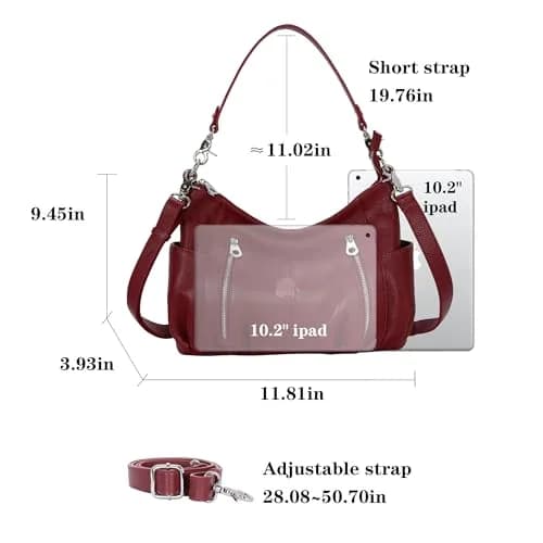 HESHE Genuine Leather Purses for Women Shoulder Hobo Bag Crossbody Satchel Handbags Designer Ladies Totes | Elegant & Spacious thumbnail 5
