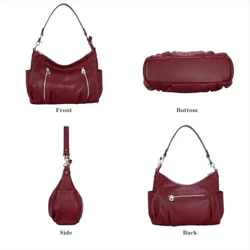 HESHE Genuine Leather Purses for Women Shoulder Hobo Bag Crossbody Satchel Handbags Designer Ladies Totes | Elegant & Spacious thumbnail 6