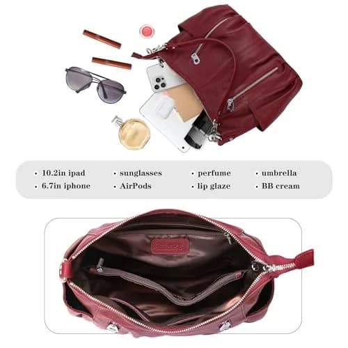 HESHE Genuine Leather Purses for Women Shoulder Hobo Bag Crossbody Satchel Handbags Designer Ladies Totes | Elegant & Spacious thumbnail 7