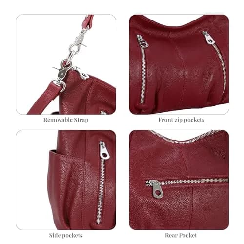 HESHE Genuine Leather Purses for Women Shoulder Hobo Bag Crossbody Satchel Handbags Designer Ladies Totes | Elegant & Spacious thumbnail 8