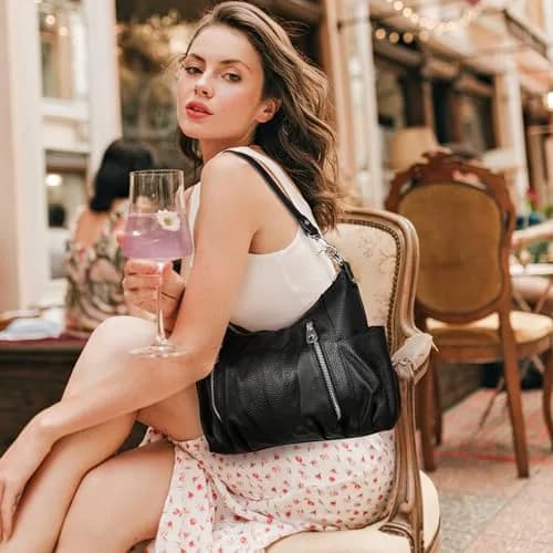 HESHE Genuine Leather Purses for Women Shoulder Hobo Bag Crossbody Satchel Handbags Designer Ladies Totes | Elegant & Spacious thumbnail 2