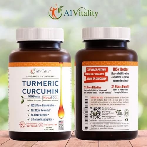 A1Vitality NovaSOL Turmeric Curcumin 1000mg | Clinically Proven 185x Higher Absorption for Joint & Overall Wellness thumbnail 6