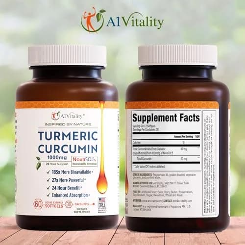 A1Vitality NovaSOL Turmeric Curcumin 1000mg | Clinically Proven 185x Higher Absorption for Joint & Overall Wellness thumbnail 2