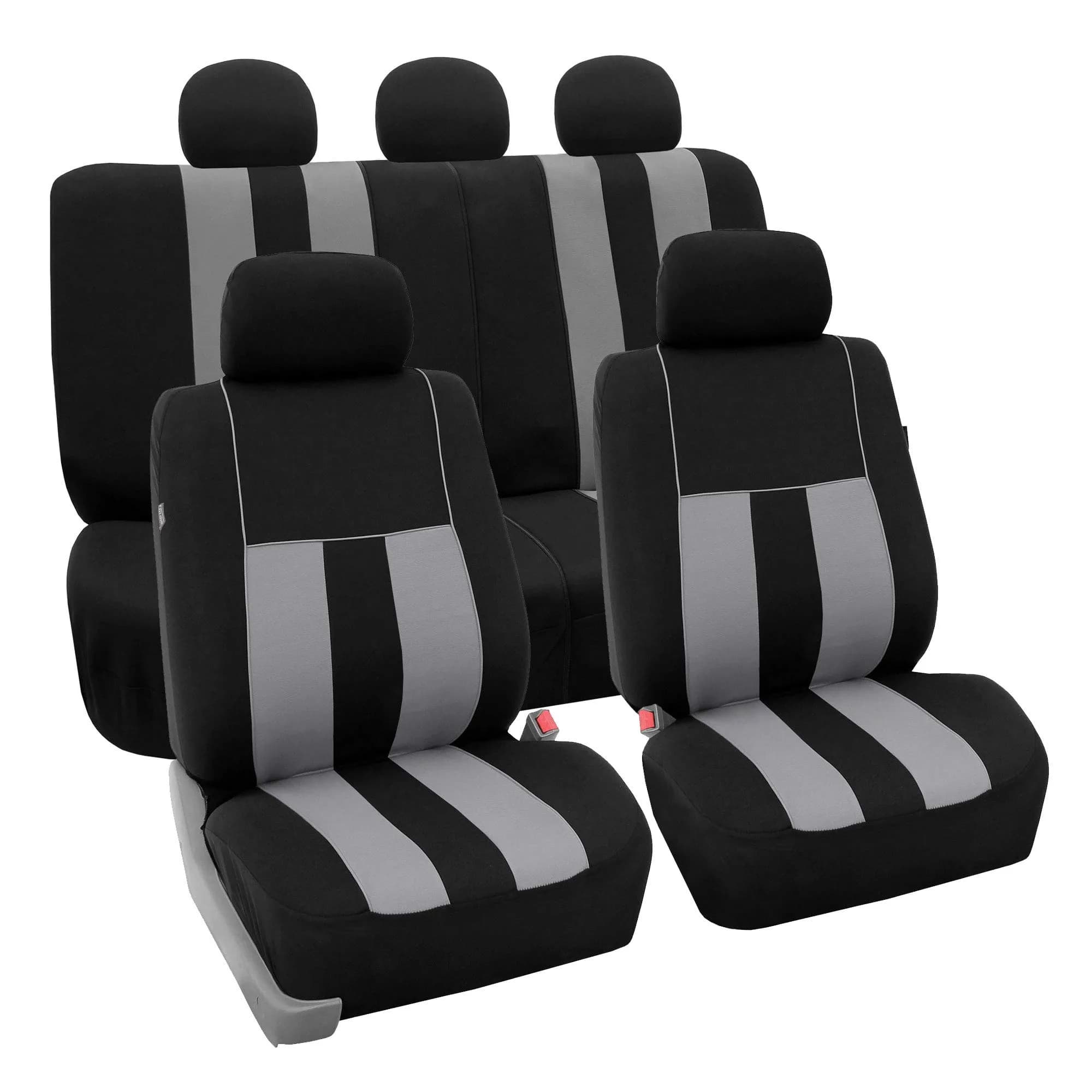 FH Group Orange Polyester Car Seat Covers - Full Set with Front & Rear, Universal Fit, Waterproof, Airbag Compatible (Full Set, Orange) — Gray