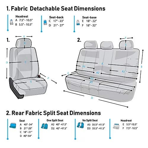 FH Group Car Seat Cover Full Set Striking Gray | Universal Fit, Foam Padding, Airbag Compatible thumbnail 14