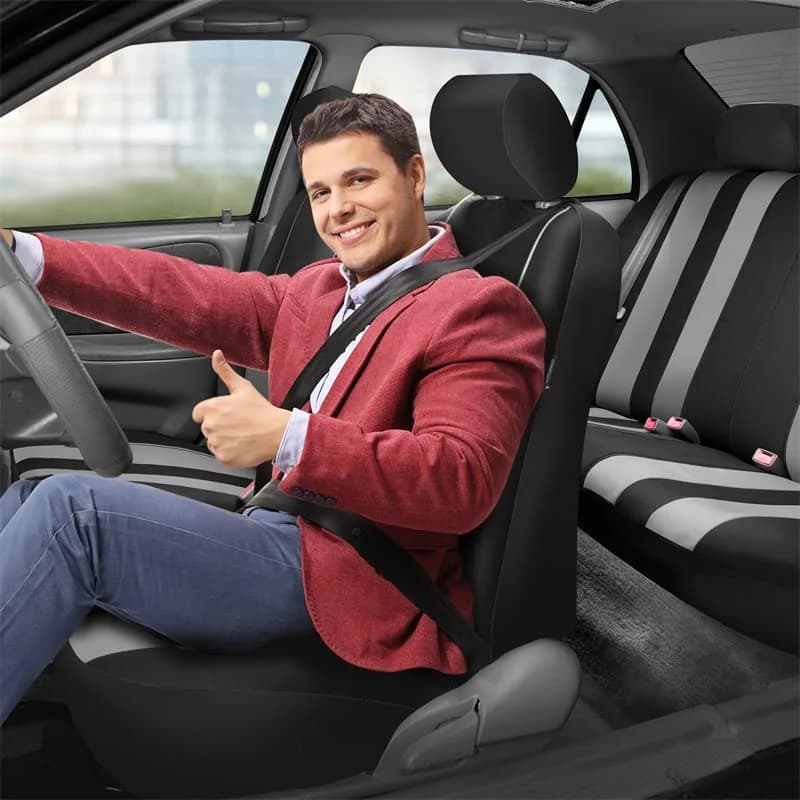 FH Group Car Seat Cover Full Set Striking Gray | Universal Fit, Foam Padding, Airbag Compatible thumbnail 4