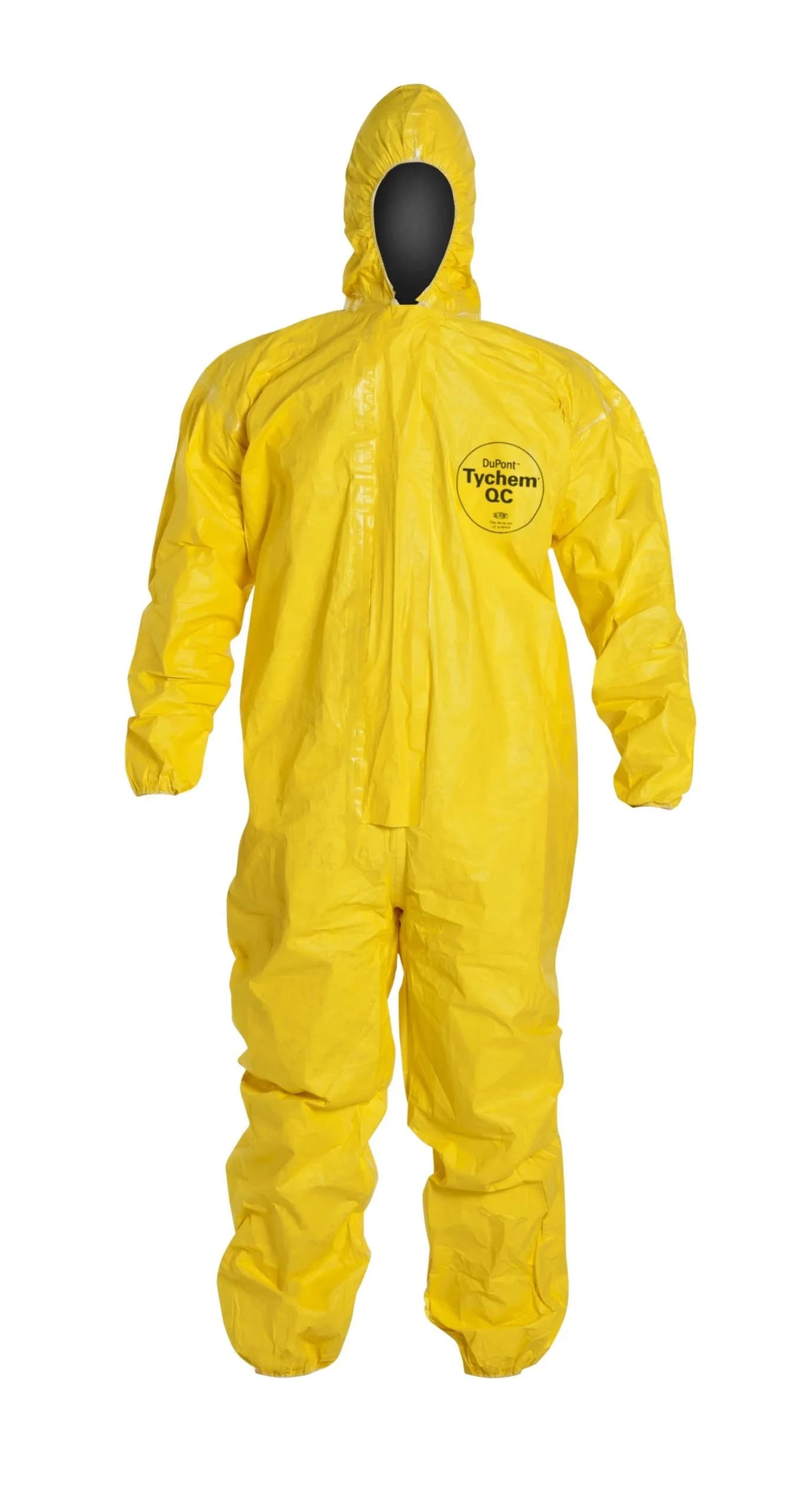 Tychem QC Chemical Protection Coveralls With Hood | DuPont Lightweight Safety Apparel in Yellow (2XL) — 2XL