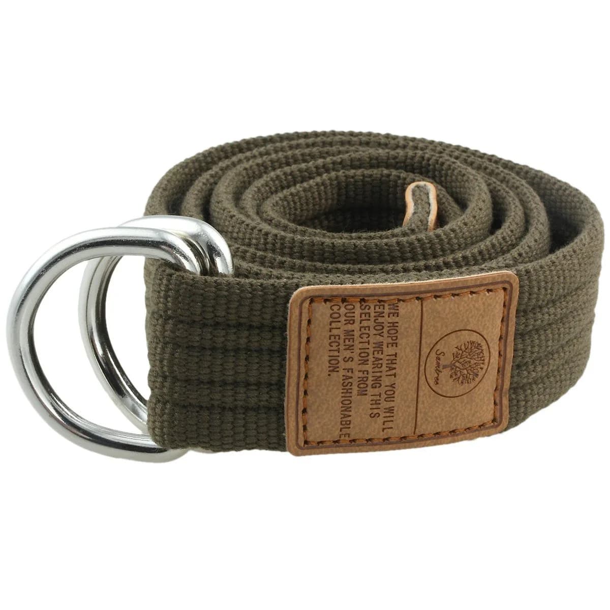 moonsix Canvas Web Belt with D-ring Buckle for Men, Army Green | Fully Adjustable Casual Belt — F-army Green(style 1)