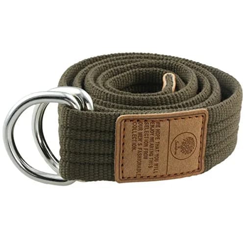 moonsix Canvas Web Belt with D-ring Buckle for Men, Army Green | Fully Adjustable Casual Belt thumbnail 1