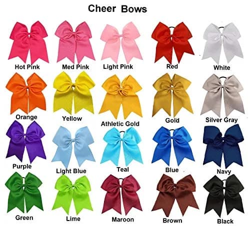 Kenz Laurenz Jumbo 7-inch Cheer Bows with Elastic Ties, 10-Pack Assorted Colors | Handmade Hair Accessories for Teens & Women thumbnail 2