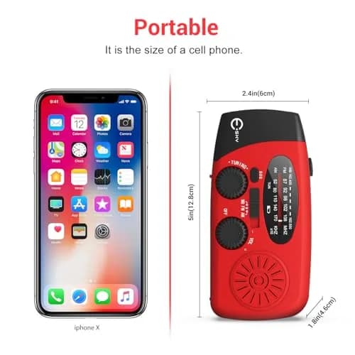 Esky Emergency Hand Crank Radio Red 295ml (10.0oz) | SOS Alarm & NOAA Weather Alerts thumbnail 4