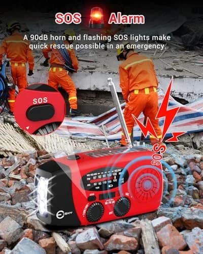 Esky Emergency Hand Crank Radio Red 295ml (10.0oz) | SOS Alarm & NOAA Weather Alerts thumbnail 6