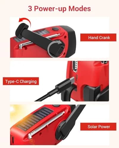 Esky Emergency Hand Crank Radio Red 295ml (10.0oz) | SOS Alarm & NOAA Weather Alerts thumbnail 3