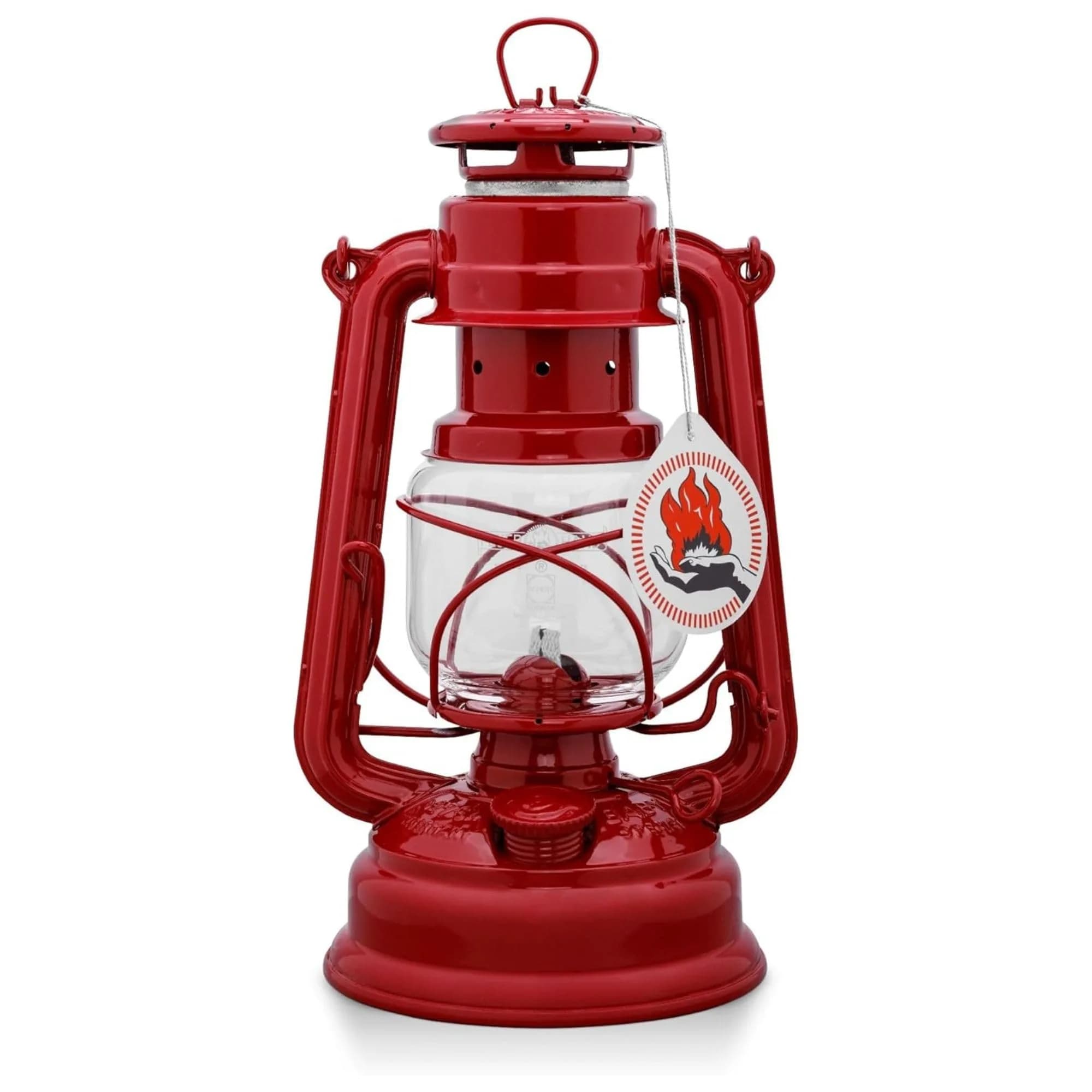 Feuerhand Galvanized Storm Lantern 26 cm | Durable, Weather-Resistant Outdoor Lighting — Red
