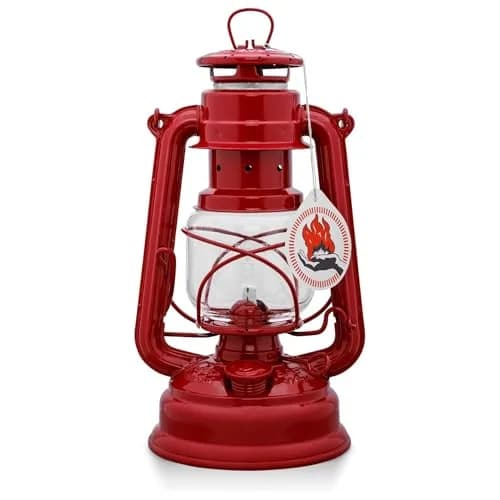 Feuerhand Hurricane Lantern, 10 Inch Kerosene Fuel Lamp, Weather Resistant Red | German Made Emergency & Patio Light thumbnail 1