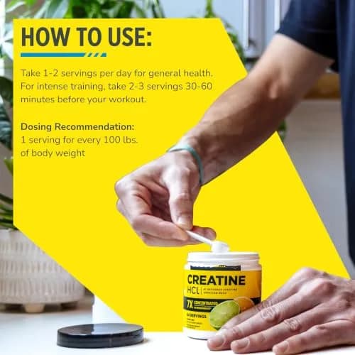 CON-CRET Creatine HCl Powder for Women and Men, Lemon Lime, 64 Servings | Explosive Performance & Bio-Available thumbnail 7