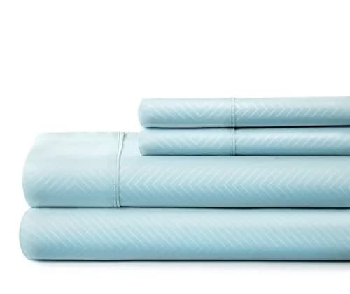 Linen Market Embossed Sheet Set Queen | Chevron Aqua Microfiber, Wrinkle-Free, Breathable thumbnail 2