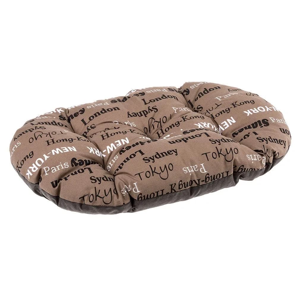 Ferplast Dog Bed Large Dog Cushion Washable Pet Mattress 100 x 63 cm | Cotton with Soft Padding — Brown