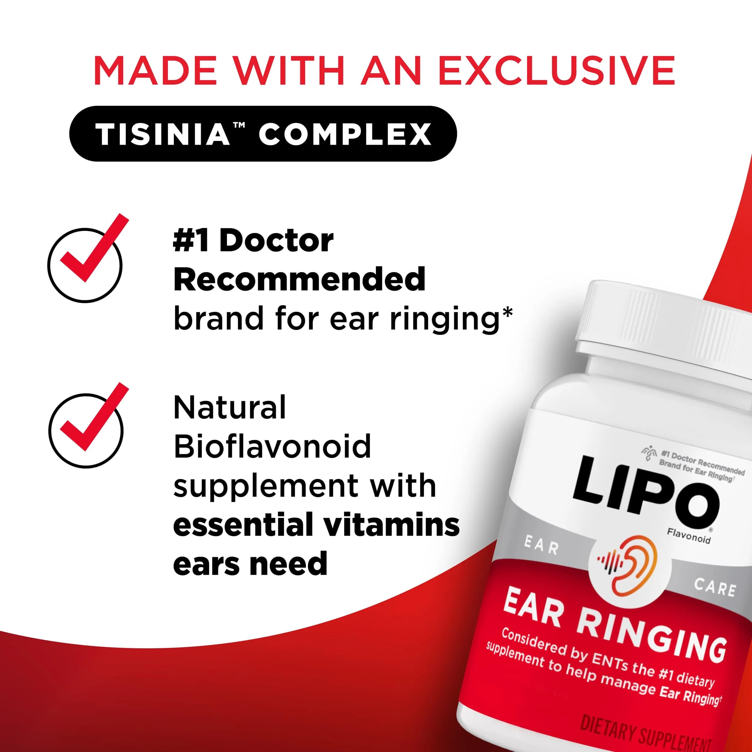 Lipo-Flavonoid Ear Ringing Support Supplement 100 Caplets | Clinically Studied Bioflavonoid Complex for Inner Ear Health - view 2