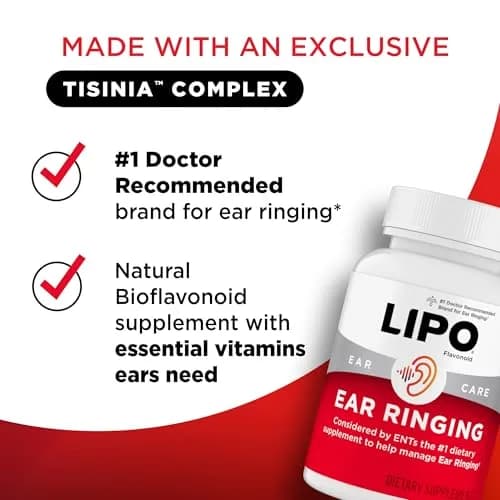 Lipo-Flavonoid Ear Ringing Support Supplement 100 Caplets | Clinically Studied Bioflavonoid Complex for Inner Ear Health thumbnail 2
