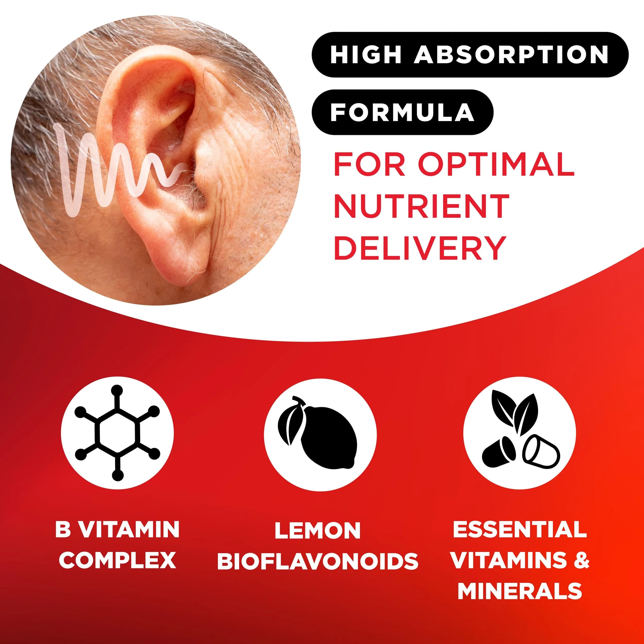 Lipo-Flavonoid Ear Ringing Support Supplement 100 Caplets | Clinically Studied Bioflavonoid Complex for Inner Ear Health - view 3
