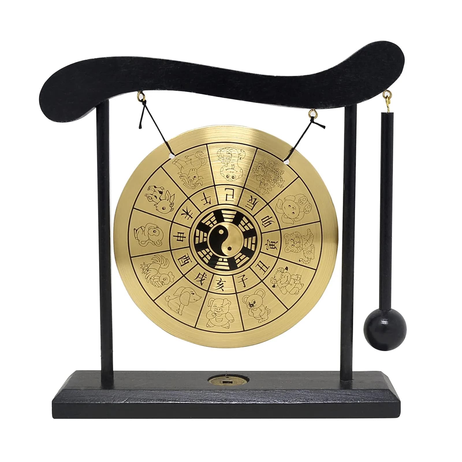 Zen Art Brass Feng Shui Desktop Zodiac Gong W1649 | Creates a Zen Environment - main product image