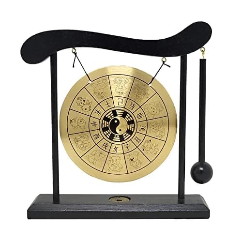 Zen Art Brass Feng Shui Desktop Zodiac Gong W1649 | Creates a Zen Environment thumbnail 1