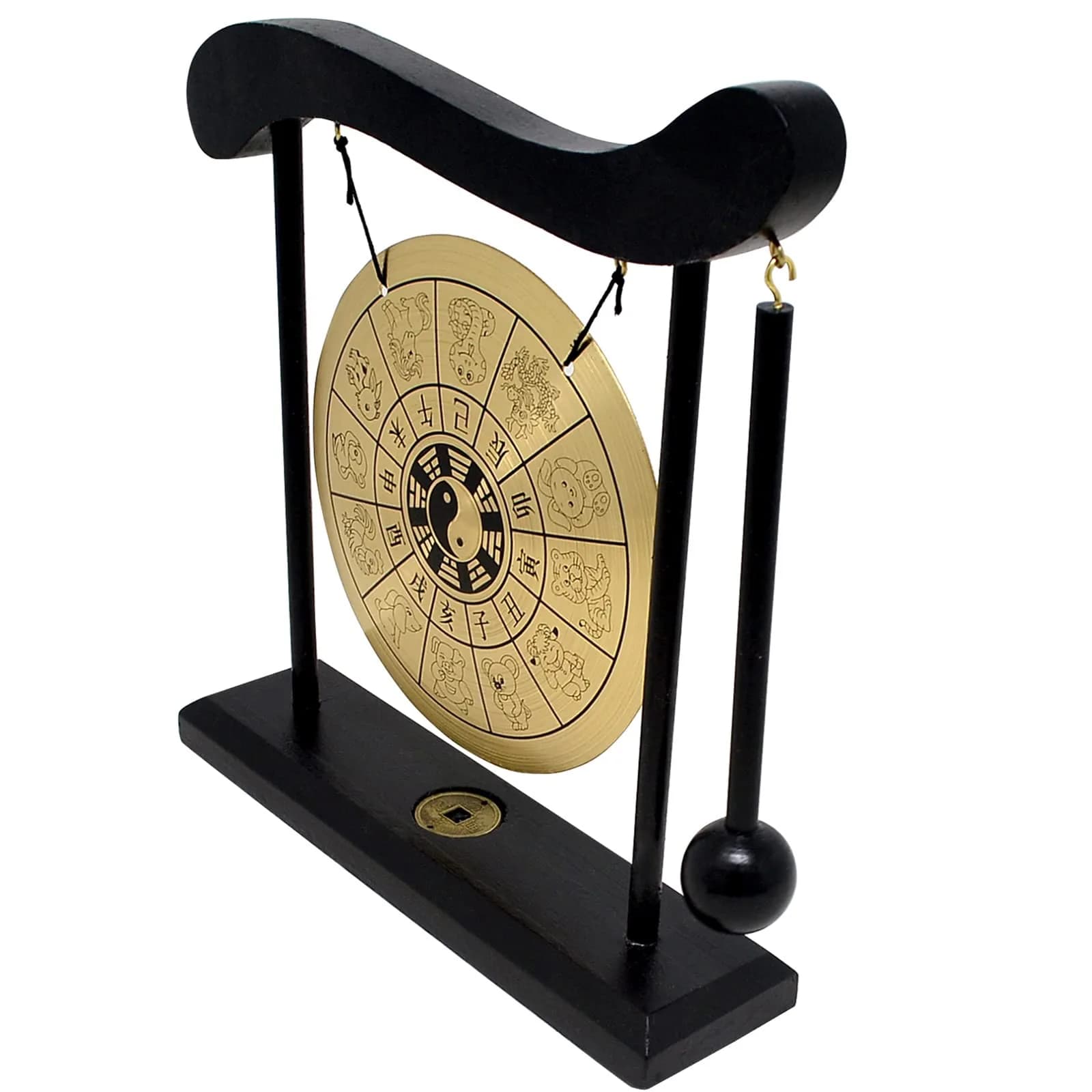 Zen Art Brass Feng Shui Desktop Zodiac Gong W1649 | Creates a Zen Environment - view 3