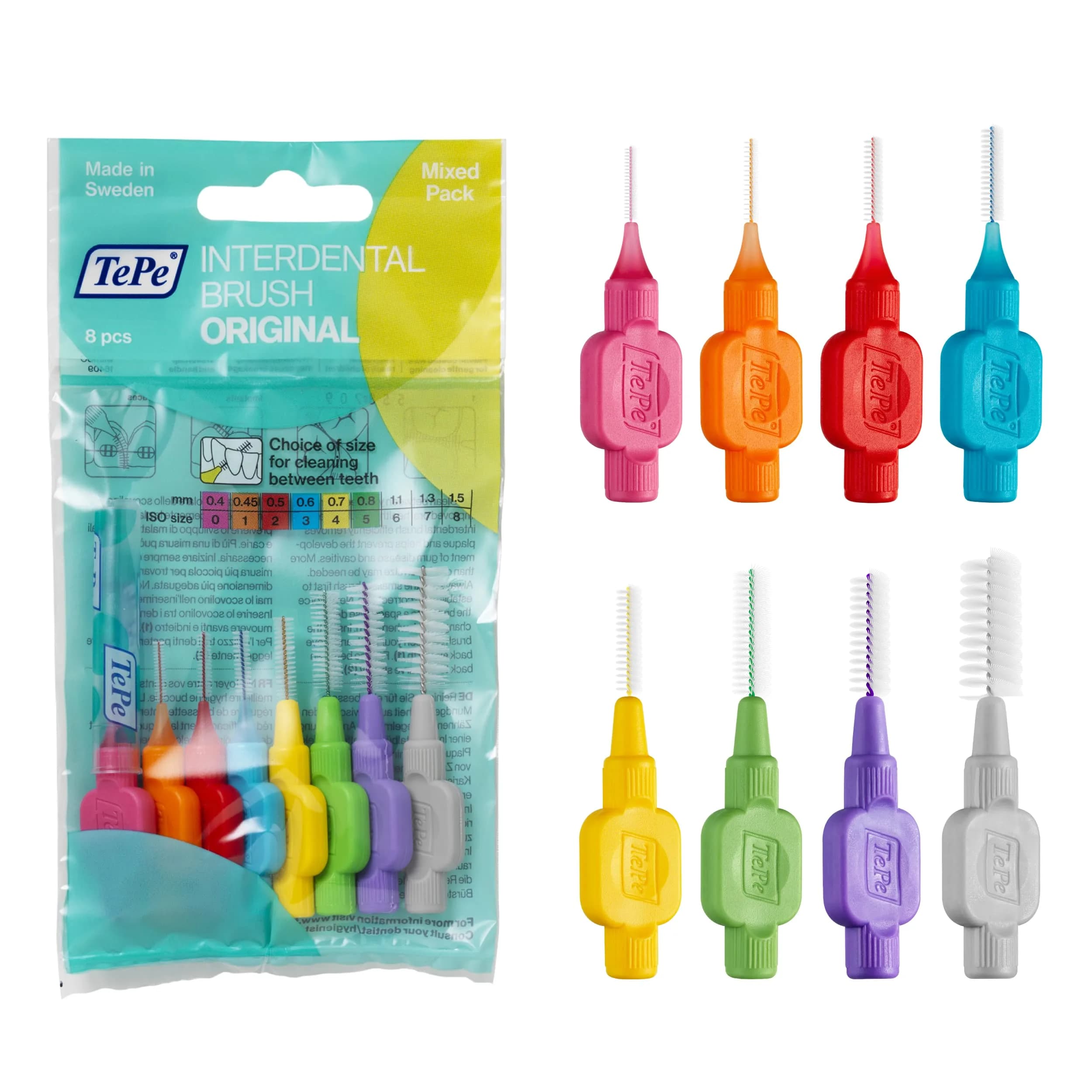 TePe Interdental Brush Original Gray 1.3mm (6 Count) | Soft Dental Brush for Extra-Large Gaps - main product image