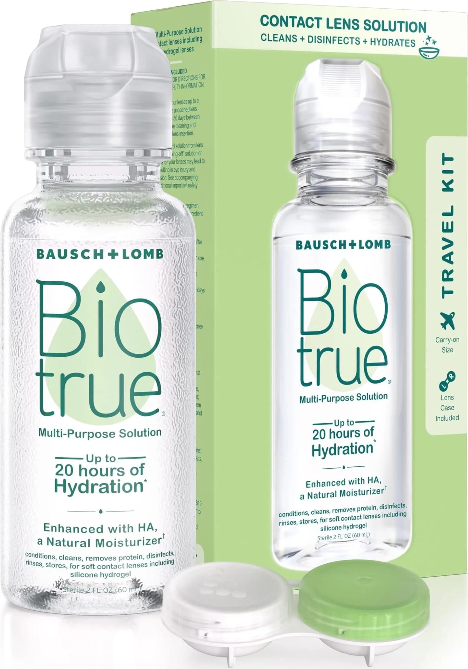 Biotrue Multi-Purpose Contact Lens Solution with Lens Case, 2 Fl Oz (59ml) | FDA Approved, Doctor Recommended