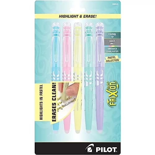 PILOT FriXion Erasable Highlighters, Chisel Tip, Assorted Pastel Colors, 5-Pack (5 Count) thumbnail 1