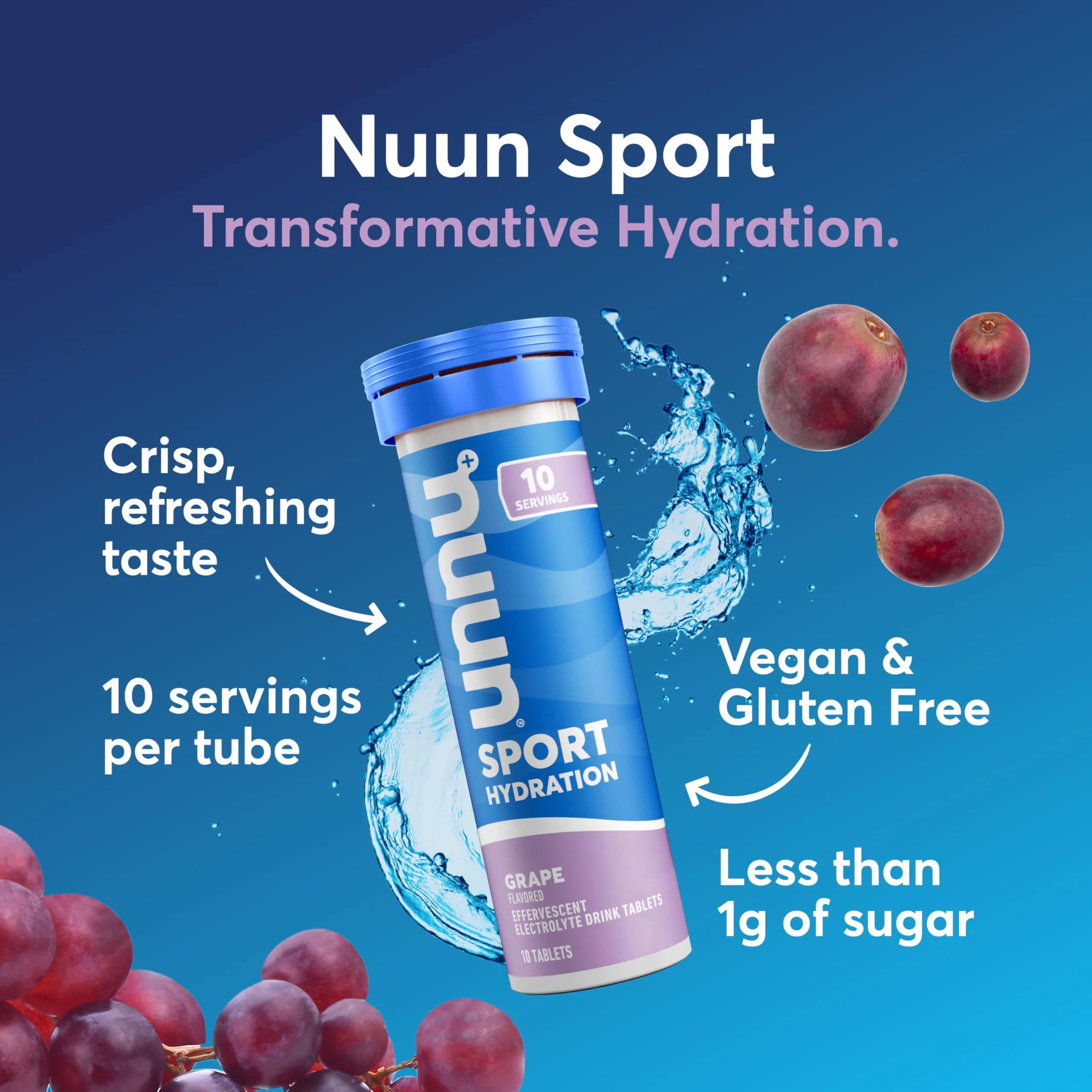 Nuun Sport Electrolyte Tablets Grape Flavor 80 Servings | Hydration Support for Active Lifestyles - view 2