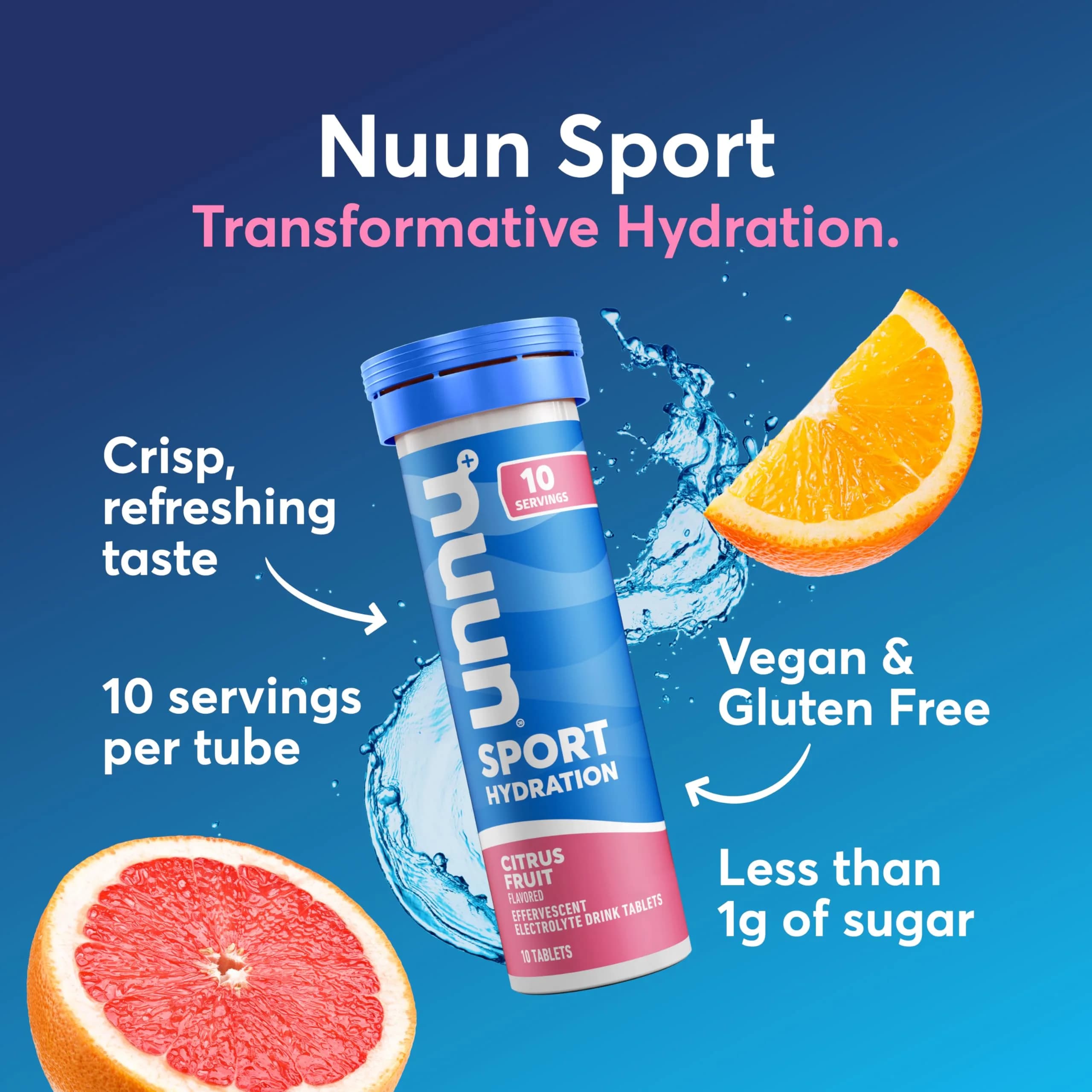 Nuun Sport Electrolyte Drink Tabs Citrus Fruit 8 Count | Hydration Support with Essential Electrolytes - view 2