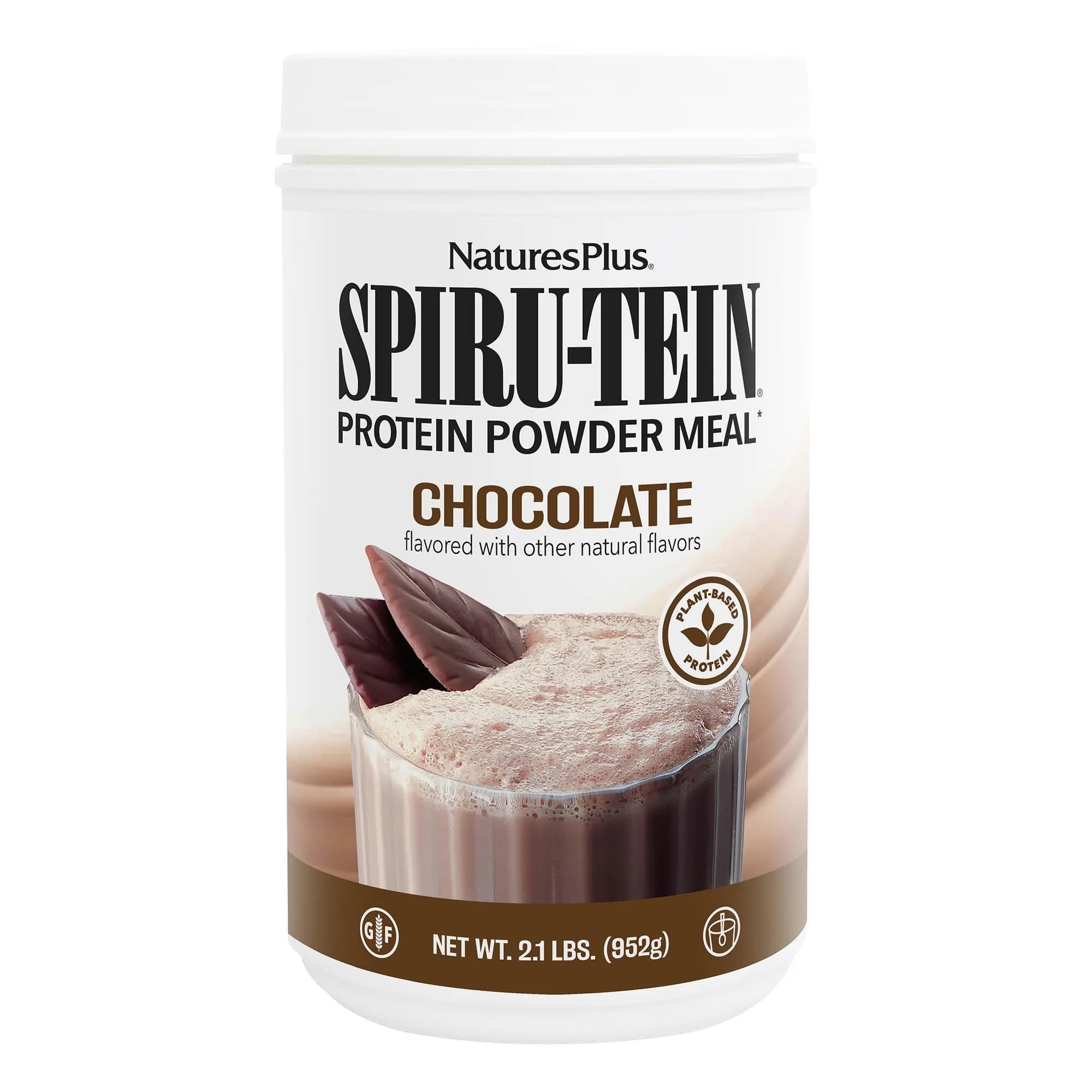 NaturesPlus Spiru-Tein, Chocolate - 2.1 lb - Plant-Based Protein with Spirulina, Vegetarian, Non-GMO — 2.1 Pound