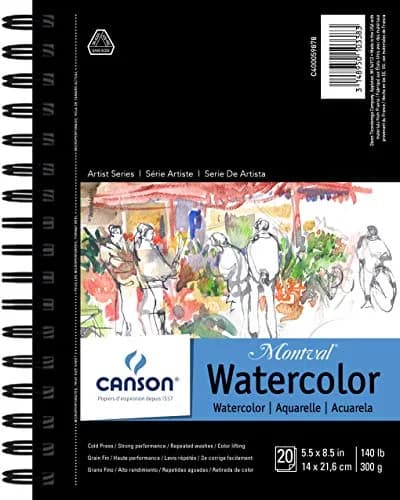 Canson Artist Series Montval Watercolor Paper Pad, 5.5" x 8.5" | Cold Press, 20 Sheets, 140lb/300g thumbnail 1