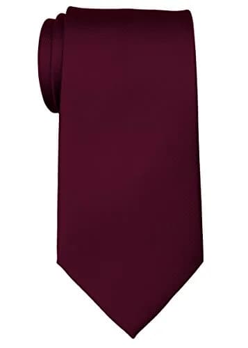 Retreez Men's Solid Plain Color Woven 3.15" Tie Necktie - Burgundy | Classic Formal & Casual Accessory thumbnail 1